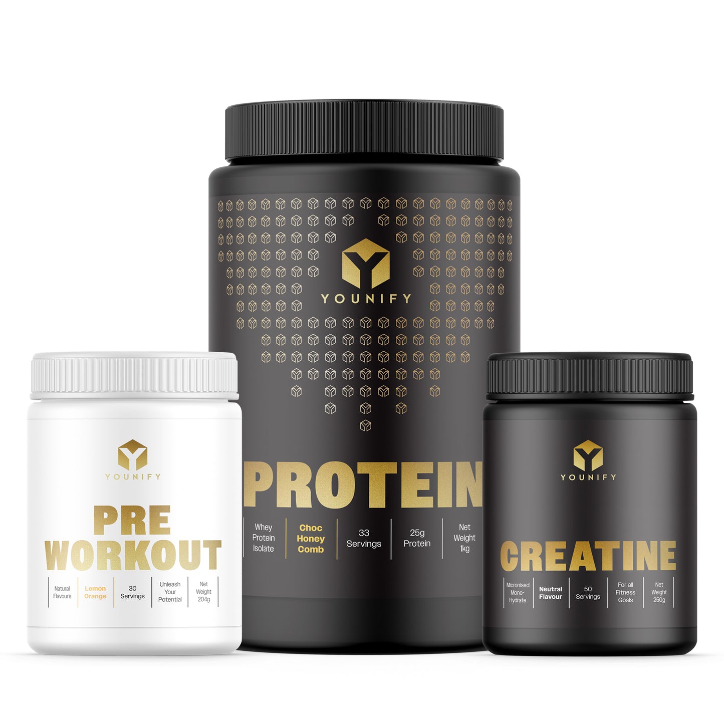 Younify Stack - Protein + Creatine + Pre